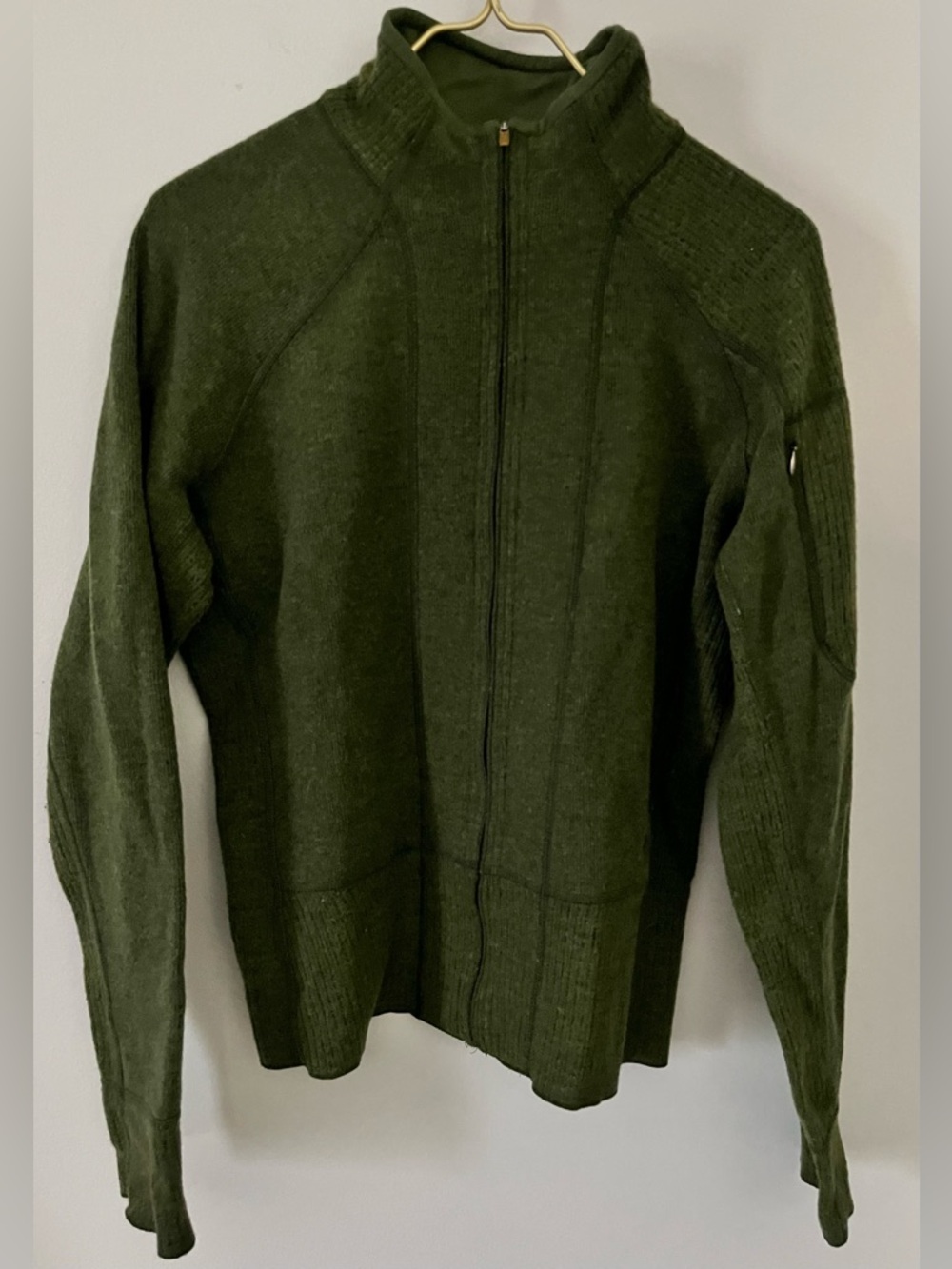 Mountain Hardwear Olive Green Full-Zip Women’s Wool Blend Sweater - L